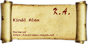Kinál Alex névjegykártya